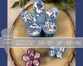 Digital Cut Files | Flower Hair Claw Clip PETALS | Two Sizes | Hair Clips | Cricut | Silhouette | or Hand Cut | Quick 'n Easy | Cut and Glue