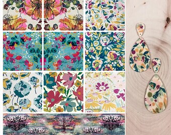 Polymer Clay Transfers No Rinsing Boho Bouquet Florals, Fall Colors Clay Earrings Barrettes Full 8.5" x 11" Sheet Instructions Included