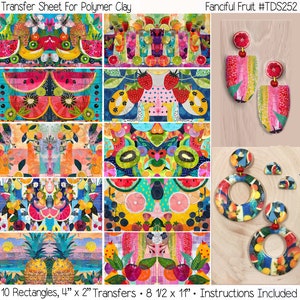 Polymer Clay Transfer Images Fanciful Fruit Summer Clay Images Waterless Image Transfer For Polymer Clay Instruction Included Full 8.5 x 11&quot;