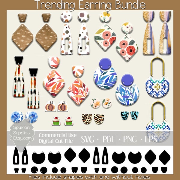 Trending Earring BUNDLE | Digital CUT Files | Faux Leather | Cork | Glitter | Mix n Match Earrings | Cricut | Silhouette | svg png pdf eps