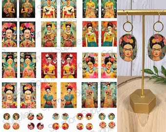 Rice Paper Decoupage Images, Air-Dry Clay, Wood, Metal Glass Etc for Earrings/Jewelry Frida Inspired 8.5" x 11" Sheet Instructions Included