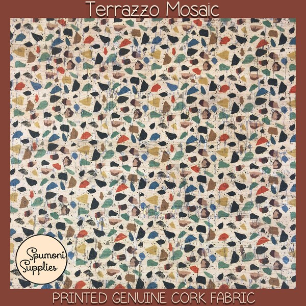 Terrazzo Mosaic | Genuine Cork Sheets | Gold Flecks | Earrings | Purse | Pouches | Cricut | Cameo | Machine or Hand Cut | Glue or Top Stitch