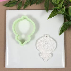 Clay CUTTER Vintage Ornament D, Polymer Clay Earrings, Pendants, Sharp Top Edge PLA Cutter, Clay Tools, Christmas Jewelry, 5 Sizes Cutters
