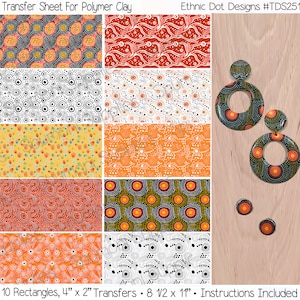 Polymer Clay Transfer Images Ethnic Dots Polymer Clay Images Waterless Image Transfer For Clay Full 8.5&quot; x 11&quot; Sheet Instructions Included