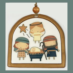 Polymer Clay Transfers, Christmas Nativity, No Water, Ornaments Earrings Transfers Holy Family, Full 8.5 x 11" Sheet, Instructions Included image 2
