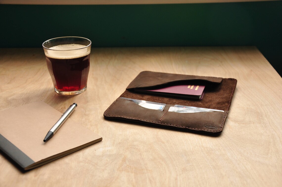 Brown Leather Passport & Boarding Pass Holder Passport Case Etsy