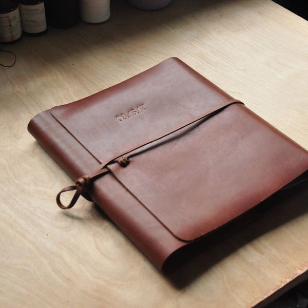 Classic Leather Book Cover, Size Adjustable, Oxford Brown Leather Book Sleeve, Book Case