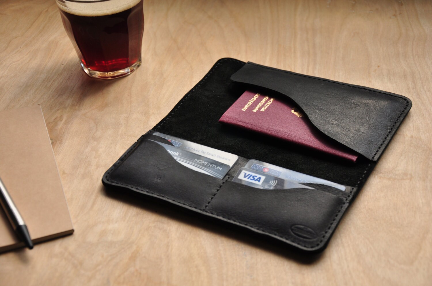Black Leather Passport & Boarding Pass Holder Passport Case Etsy