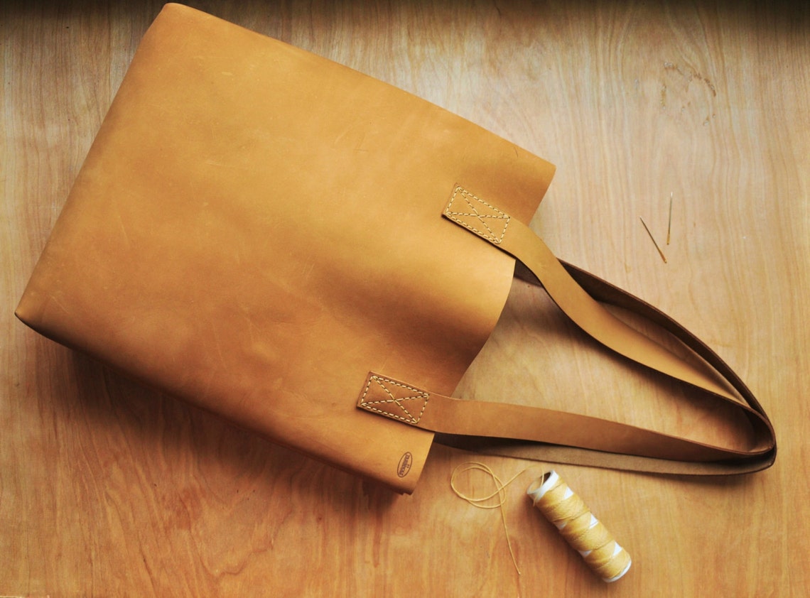 Simple Leather Tote Bag / Leather Bag / Leather Purse / Etsy