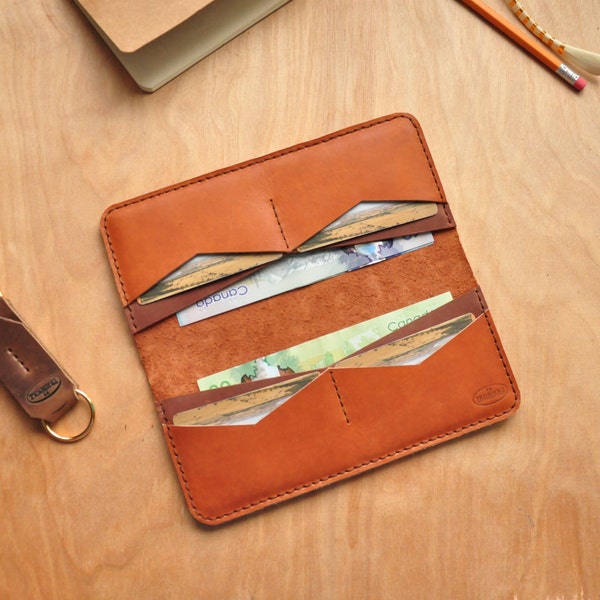 Treibholz Damen Brieftasche / dunkle Schokolade und Tan Leder / minimalistisch / einfach / Damen Clutch / Geldbörse