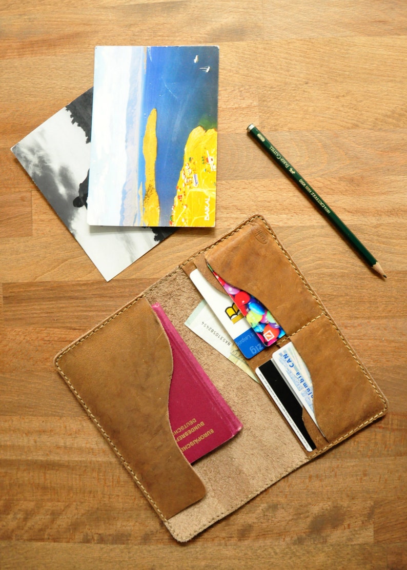 Beige Leather Passport & Boarding Pass Holder Passport Case Etsy