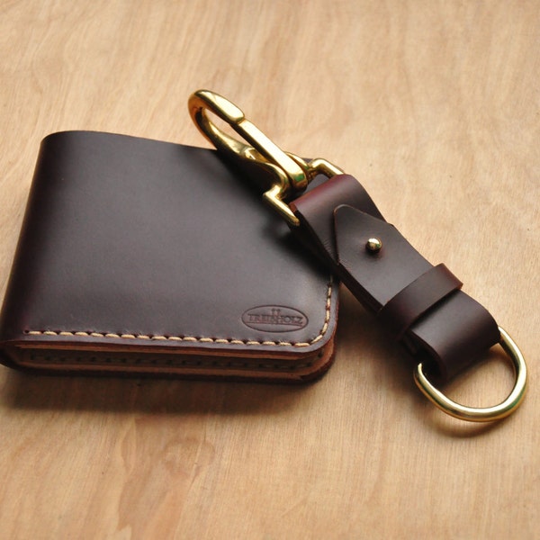 Maroon Horween Wallet with Vegetable Tanned Leather, Minimalist, Simple Men's Wallet
