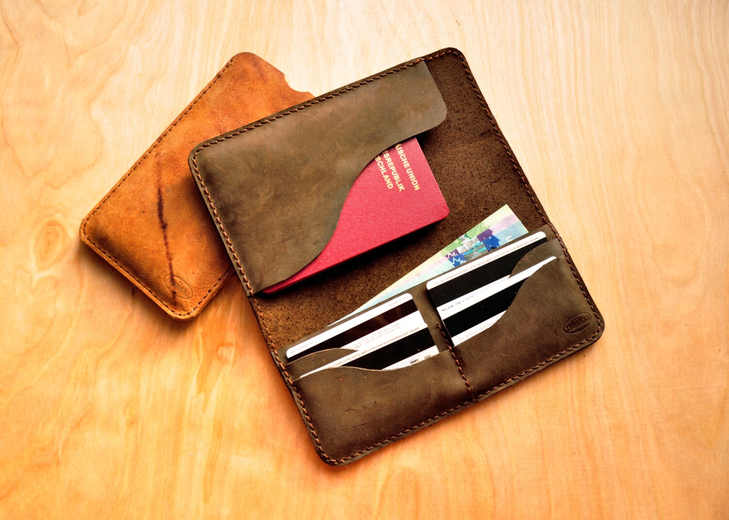 Brown Leather Passport & Boarding Pass Holder Passport Case Etsy