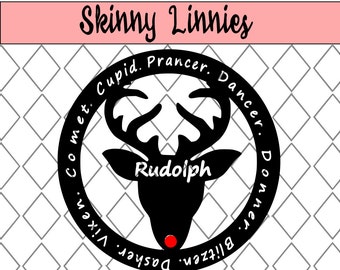 Rudolph and reindeers names decoarative circle cutting file svg. (silhouette , cricut etc)