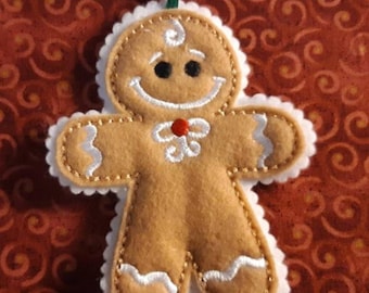 5 Machine embroidered felt gingerbread ornaments, get one free (sold individually in a separate listing)