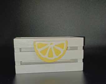 Lemon themed primitive rustic wooden crate for tiered tray decor