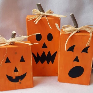 Primitive wood Jack-o-lanterns