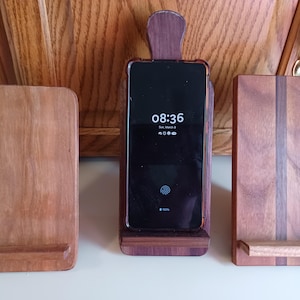 Handmade wooden cell phone holder stand