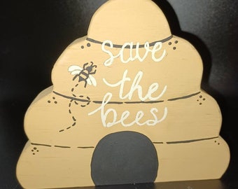 Wooden bee hive decor 3 tiered shelf bee hive shelf sitter Bee decor