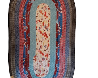 Oval farmstyle tabletopper/farmstyle rug Patriotic Summer 4th of July tabletopper
