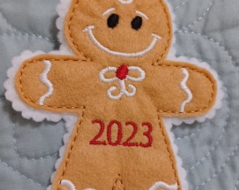 2024 Machine embroidered felt gingerbread ornaments 2024 (sold individually)