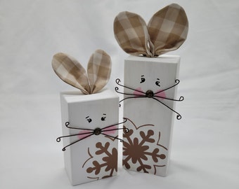 Wooden Easter bunnies shelf sitters Easter decor Three tiered shelf