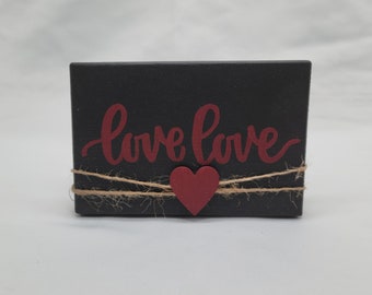 Valentine decor Love rustic farmstyle wooden block sign