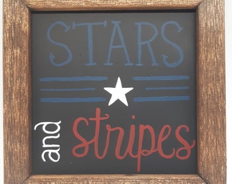 Stars and Stripes Red, White, and Blue Patriotic Chalk Board Painting