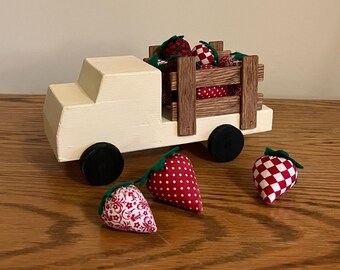 Adorable vintage wooden truck shelf sitter 3 tiered tray centerpiece Summer Strawberry Rustic Truck FarmhousevPrimitives Farmstyle