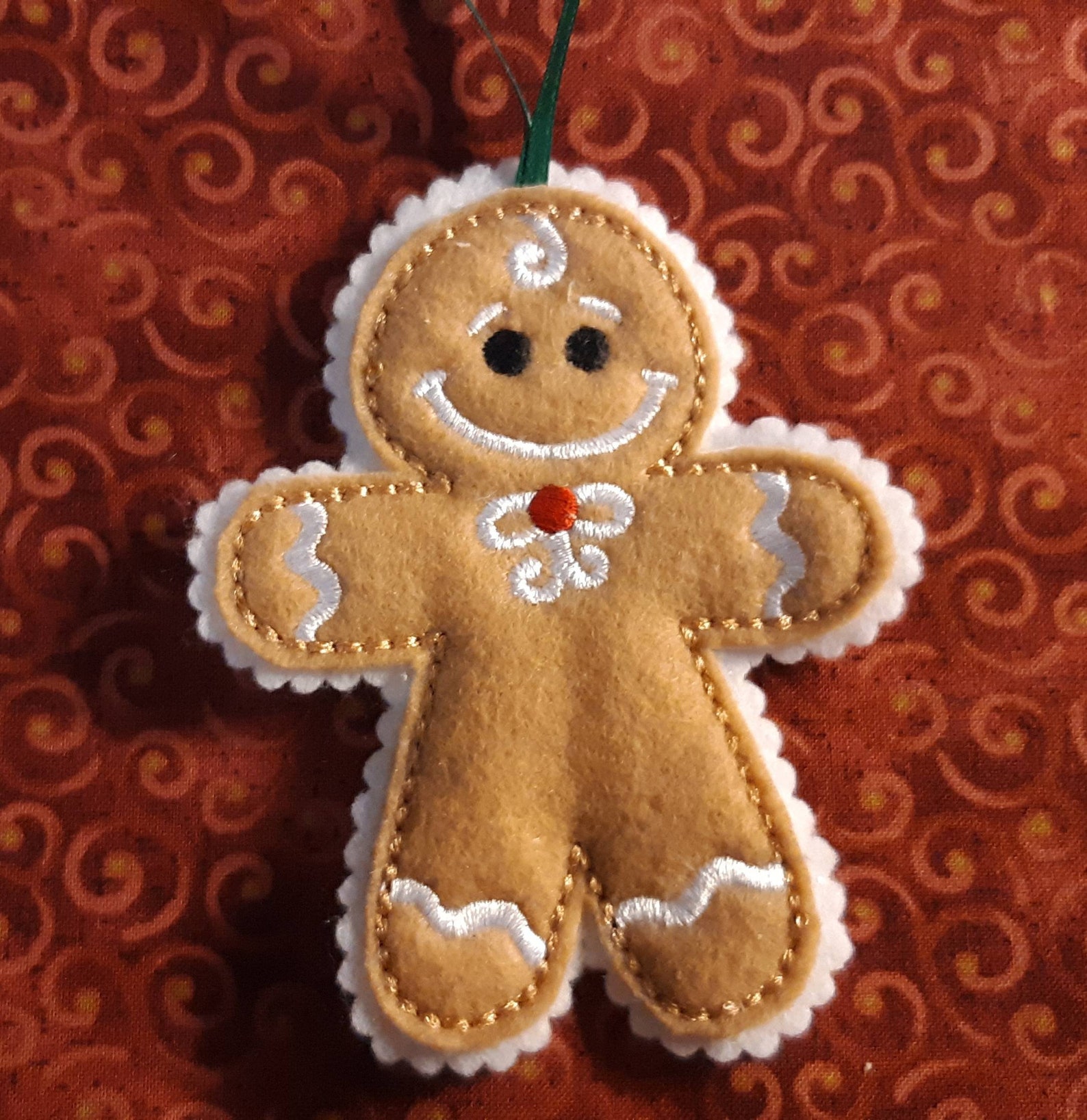 Machine Embroidered Felt Gingerbread Ornaments Etsy