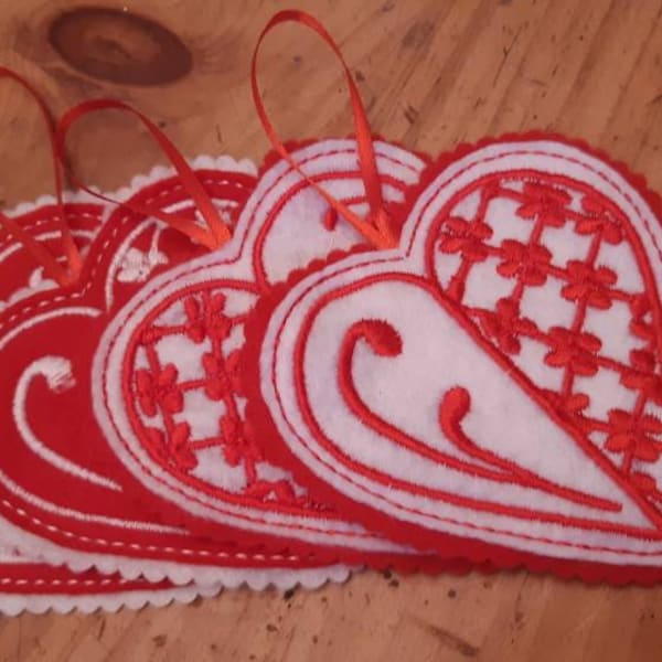 Felt heart Valentine's Ornaments