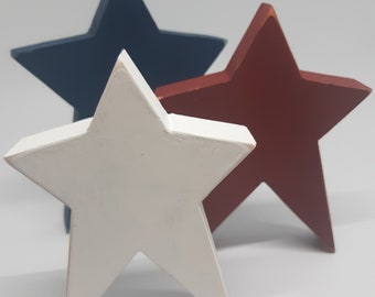 Patriotic July 4th Red, White, and Blue Primitive Stars set of three