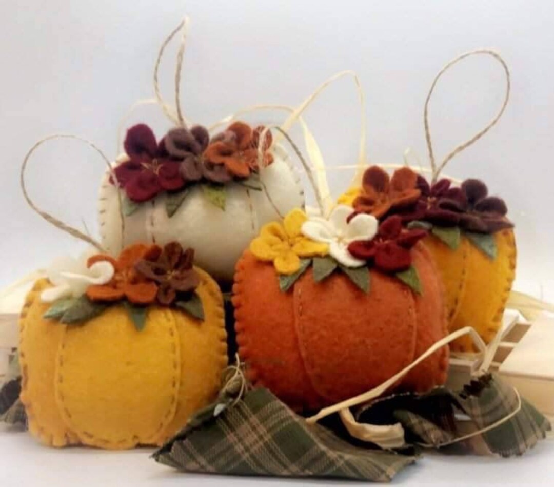 Felt Pumpkin Ornaments Set of 4 Etsy