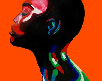 Black woman art, Afro Woman wall art decor , Canvas print, African American art, Modern art, Afro Art, Living room art, Black art