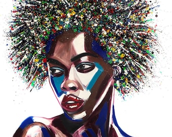 African American art, Canvas Print, Black woman art, Afro woman, Large Wall Art, large home decor, Modern wall art, Home decor wall art