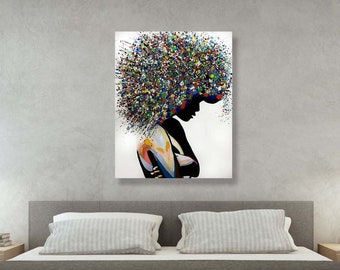 Canvas Picture Print Modern Art Lady In Park Colourful Painting Poster
