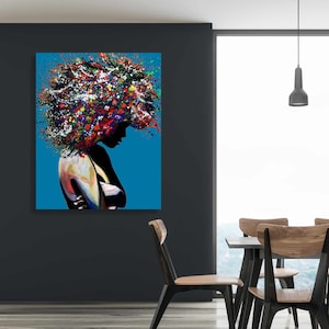 Pop Art Print, Black Woman Art ,African American art, Modern Wall Decor, Living Room Canvas Wall Art,Print Artwork, Afro Art. image 3