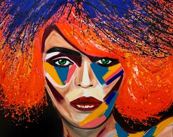 Afro Woman| ROLLED  Canvas| Pop Art | Abstract Painting | Abstract Print | Painting Print | Abstract | Wall Print | Itay Magen.