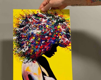 Afro Woman| Paper print| Pop Art | Abstract Painting | Abstract Print | Painting Print | Abstract | Wall Print |