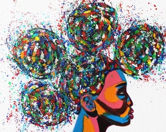 African american art  Ready to Hang Print| Pop Art | Abstract Painting | Black girl art | Art Deco | Abstract | Wall Print
