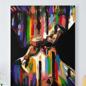 Romantic art, Couple gift, Bedroom wall art | Kiss art | Abstract Print | Modern wall art | Romantic| Love | Wall Print.