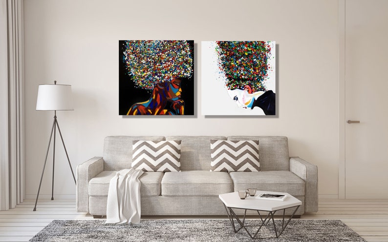 Set of 2 Prints wall art print Couples- Print on ROLLED canvas Pop Art