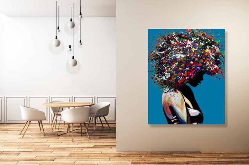 Pop Art Print, Black Woman Art ,African American art, Modern Wall Decor, Living Room Canvas Wall Art,Print Artwork, Afro Art. image 7