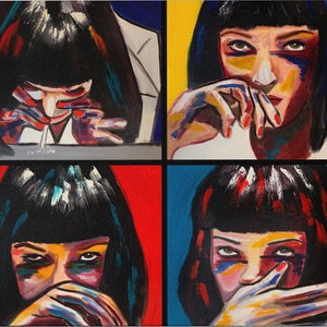 PULP FICTION wall art, Cool art, Print On  Canvas, Mia Wallace, Pop Art, Bedroom Wall Art, Living Room Wall Art.