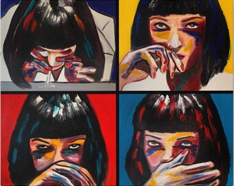 PULP FICTION wall art, Cool art, Print On  Canvas, Mia Wallace, Pop Art, Bedroom Wall Art, Living Room Wall Art.