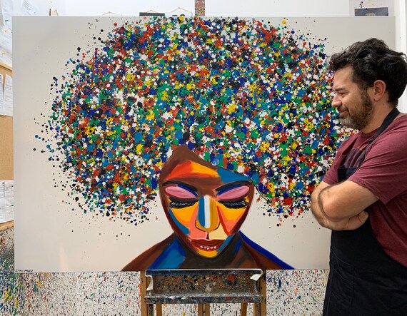 Retrato de arte abstracto geométrico de una hermosa mujer negra · Creative  Fabrica