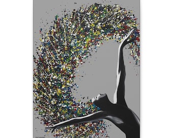 Dancer pop art, Gray background, Dancer Wall Art, Canvas print Ready to Hang, Ballerina Painting, Modern art by Itay Magen