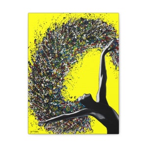 Ballerina Pop Art Canvas Print: Yellow Background, Modern Dancer Wall Art by Itay Magen