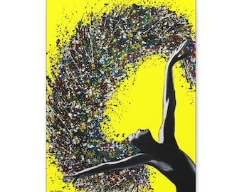 Dancer pop art, Yellow background, Dancer Wall Art, Canvas print Ready to Hang, Ballerina Painting, Modern art by Itay Magen