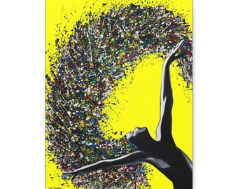 Dancer pop art, Yellow background, Dancer Wall Art, Canvas print Ready to Hang, Ballerina Painting, Modern art by Itay Magen